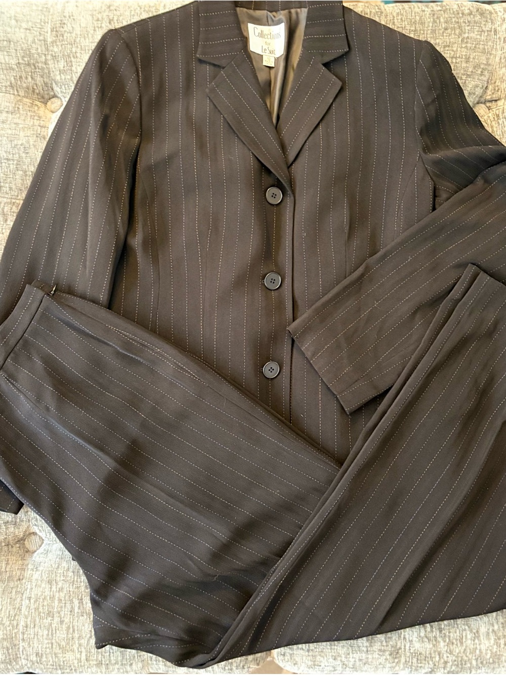Women’s Le Suit Black Pinstripe Blazer